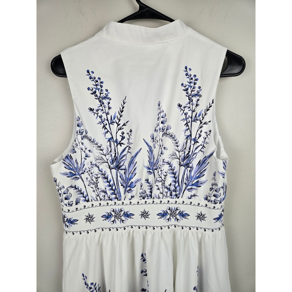 Cupshe Womens Blue White Floral Botanical Sleeveless V-Neck Mini A-Line Dress M - Picture 8 of 14